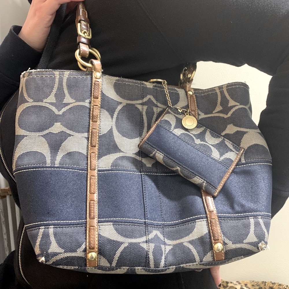 Authentic Coach Logo Shoulder bag and matching purse set